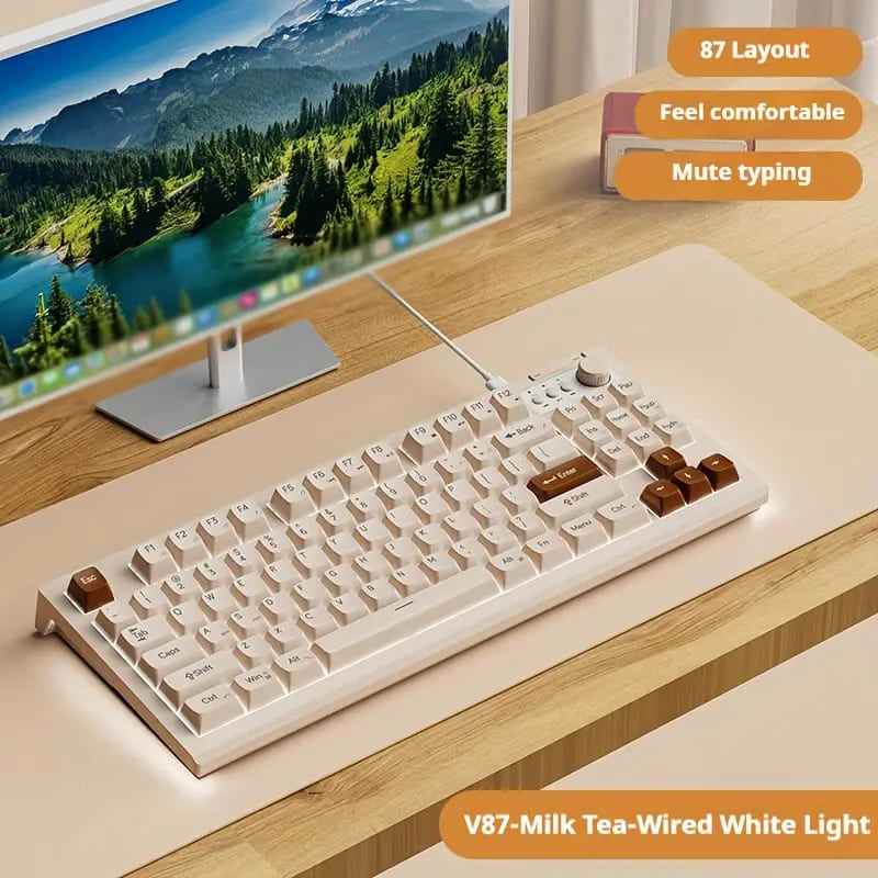 Ergonomic 87-Key Gaming Keyboard with Multimedia Control