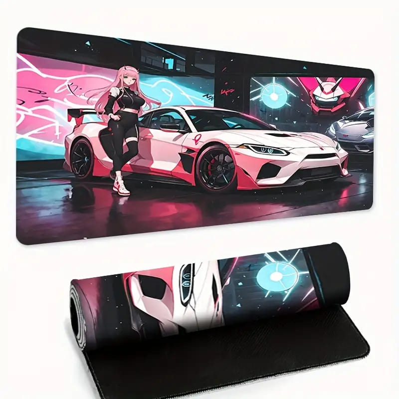 Waterproof & Non-Slip Pink Sports Car Mouse Pad